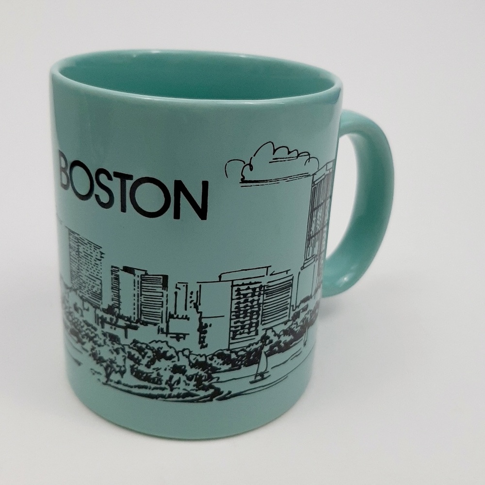 Boston Coffee Mug Turquoise Boston Skyline Black